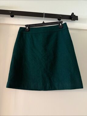 J. Crew Dark Teal A-Line Wool Skirt